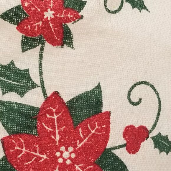 Handmade 16" sparkly poinsettia Christmas stocking can be embroider or cross sti - Picture 3 of 8